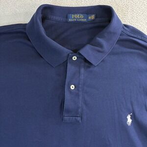 Polo Ralph Lauren Polo Shirt Men 2XB Blue Short Sleeve Casual Preppy Big Stretch